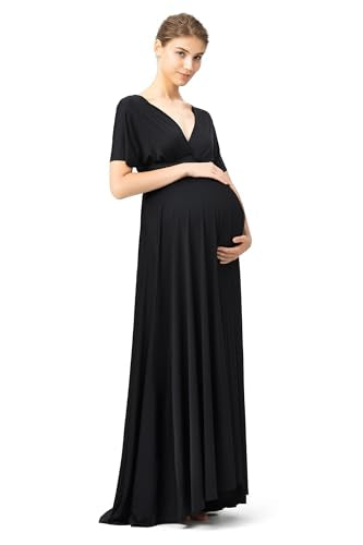 72styles Maternity Multi-Way Wrap Infinity Maxi Dress for Baby Shower - color: Black, size: One Size Plus