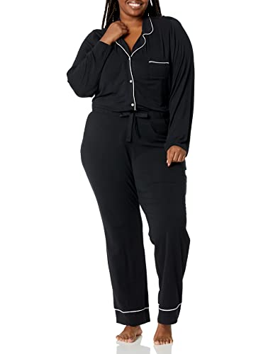Amazon Essentials Women's Breathable Piped Nightshirt (Available in Plus Size) - color: Black, size: 5X