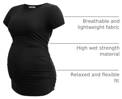 Smallshow Women's Side Ruched Tunic Maternity Shirts 3 Packs - color: Dim Grey-black-grey(3 Pack), size: Small