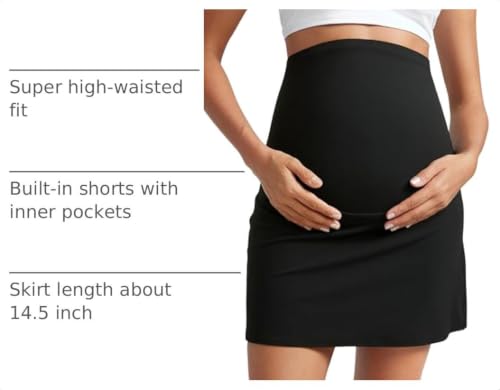 CRZ YOGA Maternity A Line Golf Skirts - color: Black, size: Medium