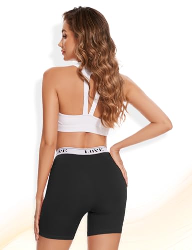 Molasus Womens Boxer Briefs High Waisted Modal Boy Shorts Underwear(Regular&Plus Size) - color: Black, size: X-Small