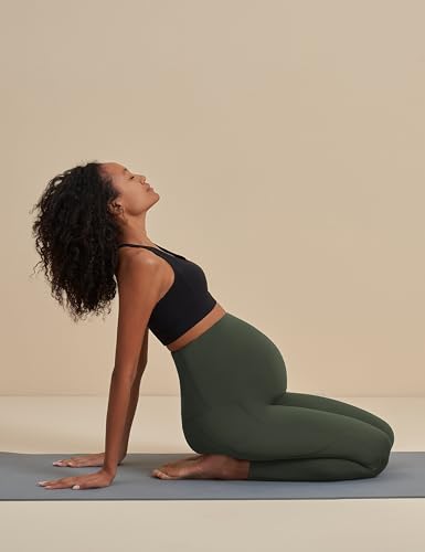 POSHDIVAH Maternity Workout Leggings Pregnancy Yoga Pants Pockets - color: 2pcs Black Green, size: Medium