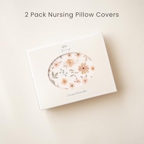 Konssy 2 Pack Nursing Pillow Covers, Soft Covers for Breastfeeding Pillows - color: Khaki, Flourish