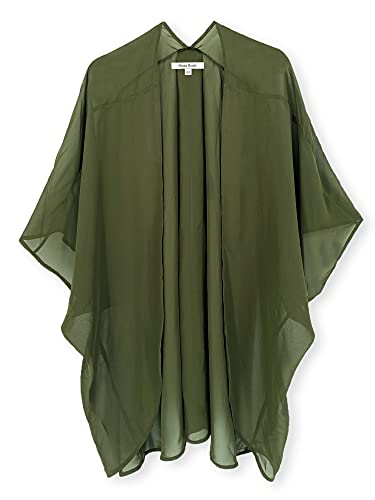 Moss Rose Women's Beach Kimono Coverup Sheer Chiffon Open Front Cover Ups - color: Olive