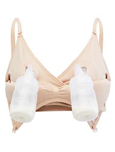 Motherhood Maternity Womens Hands Free Pumping Seamless Clip Down Nursing Bra for Breastfeeding - color: Nude, size: Medium