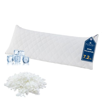 KISSKI Cooling Body Pillow for Adults, Memory Foam Long Pillow for Bed - color: Cloud White
