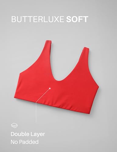 CRZ YOGA Double Lined Scoop Neck Sports Bras - color: Deep Red, size: Small
