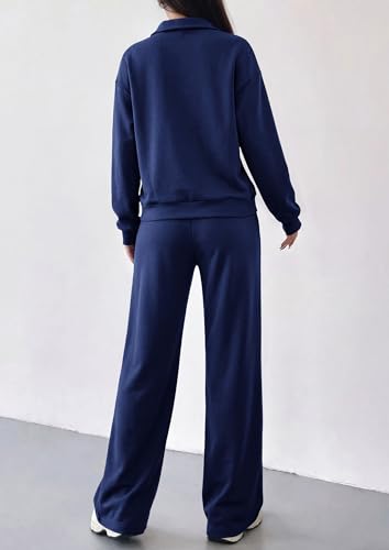PRETTYGARDEN Women's Lounge Sets 2 Piece Outfits Sweatsuits - color: Dark Blue, size: Small