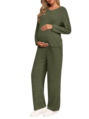Yousify Womens Maternity Pajamas Sets 2 Piece Outfits - color: Army Green, size: Large