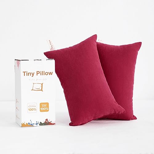 BEDSUM Plush Mini Pillows, 11 x 7, Microfiber, 2 Pack, Red - color: Red, size: 11x7 inches