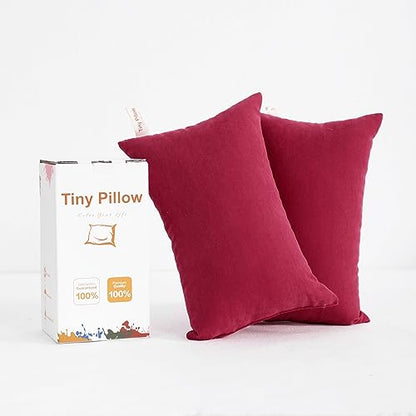 BEDSUM Plush Mini Pillows, 11 x 7, Microfiber, 2 Pack, Red - color: Red, size: 11x7 inches