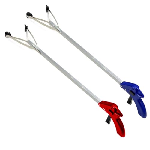 Grabber Reacher Tool 32 Inch Extra Long Steel Foldable Easy Pick Up Stick Strong Grip Trash Grabber Tool Anti-Slip Jaw Trash Claw- Pack of 2