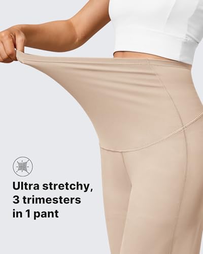 G4Free BareFeel Maternity Yoga Pants Pregnancy Slacks Over the Belly - color: Light Khaki, size: X-Large