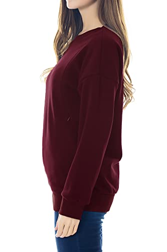 Smallshow Fleece Maternity Nursing Sweatshirt Long Sleeve Breastfeeding Tops - color: Burgundy, size: Small
