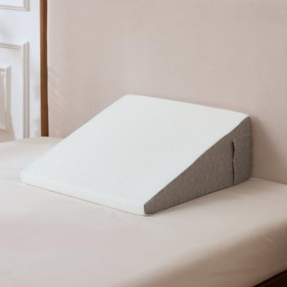 Wedge Pillow with Foam Top for Sleeping,Reading and Rest, 8 Inch Elevated Support Triangle Bed Pillow for Legs and Back Support with Washable Cover - size: 25 x 24 x 8 inches (Pack of 1)