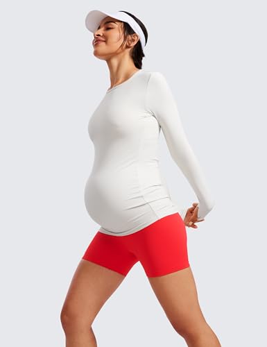 CRZ YOGA Maternity Biker Shorts 4" - color: Deep Red, size: X-Small