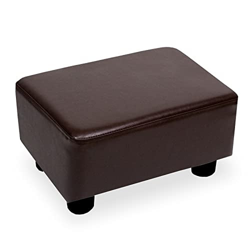 CAROLMADE Small Foot Stool Ottoman Footstool with Legs Under Desk Footrest for Living Room Bedroom and Office, Dark Brown - color: Pu Brown