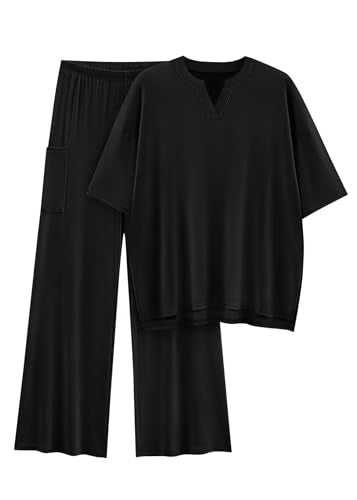 KIRUNDO Two Piece Sets for Women 2026 Summer Lounge Set - color: Black, size: Small