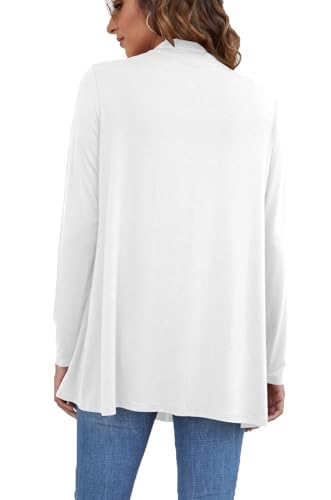 Ladlop Women's Lightweight Open Front Cardigans Long Sleeve Casual Soft Drape Fall Cardigan - color: White, size: 3X-Large
