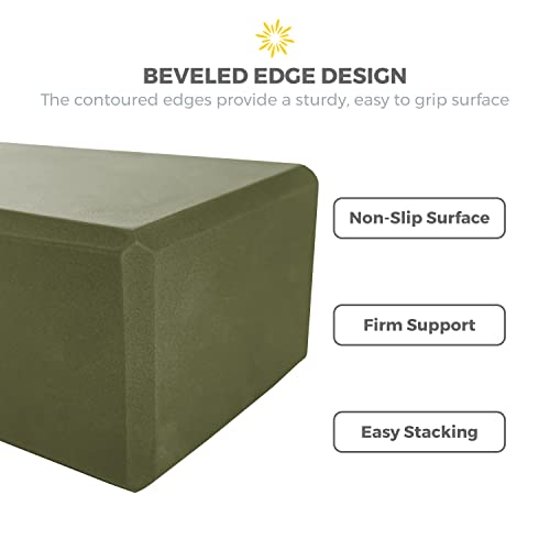 6 Pack 4" Yoga Block, EVA Foam Yoga Brick - color: Olive