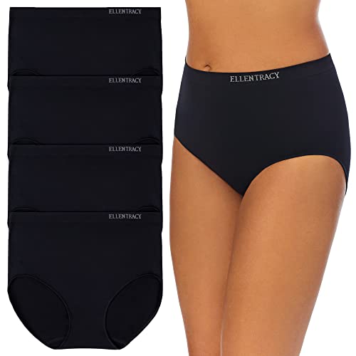 ELLEN TRACY Full Coverage Panties Seamless Underwear Briefs for Women 4pack - color: Black, size: X-Large