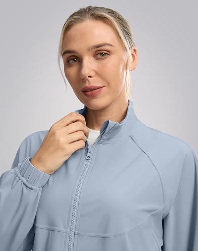 Soothfeel Women's Athletic Lightweight Jacket UPF 50+ Sun Protection Shirts - color: Light Grey, size: Large