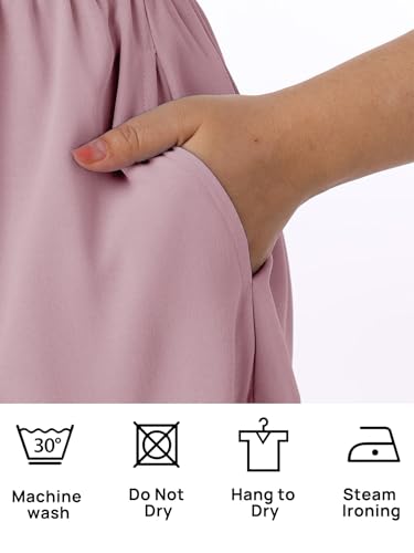 CzzzyL Women's Nursing Dress Smocked Bodice Ruched Midi with Pockets - color: Pink, size: Medium