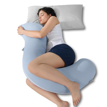 QUEEN ROSE Body Pillow for Side Sleepers, Cooling S Shaped Hug Pillow, Blue - color: Blue