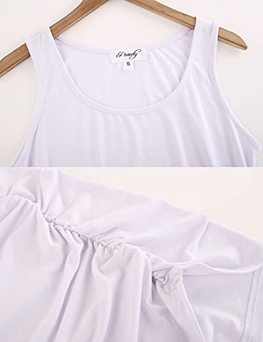 Peauty "Long Enough to Cover Hip Maternity Side Ruch Tank Tops/Basic Maternity Tops for Summer Casual Wear (S-3XL) - color: White, size: Medium