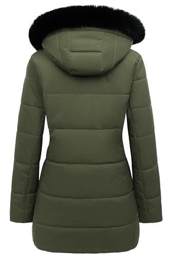 MOERDENG Women's Warm Winter Puffer Coat Waterproof Long Down Jacket - color: Green, size: 3X-Large