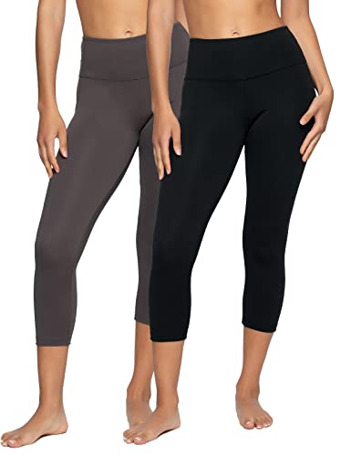 Felina Super Soft Sueded Women's Capri Legging, Squat Proof & Breathable - color: Black Charcoal, size: Large