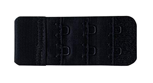 Women Pack of 3 Soft Comfortable 2 Hooks Bra Extender,2.4"x 1.5" - color: Black, 3/8 Inch Spacing