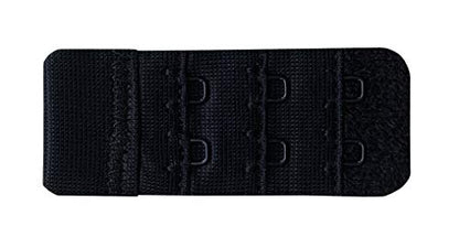 Women Pack of 3 Soft Comfortable 2 Hooks Bra Extender,2.4"x 1.5" - color: Black, 3/8 Inch Spacing