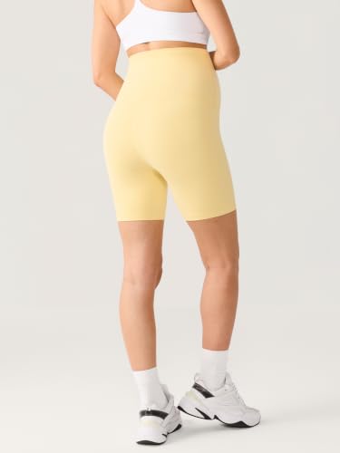 MOMANDA No Front Seam Maternity Biker Shorts 6" - color: Butter, size: Small