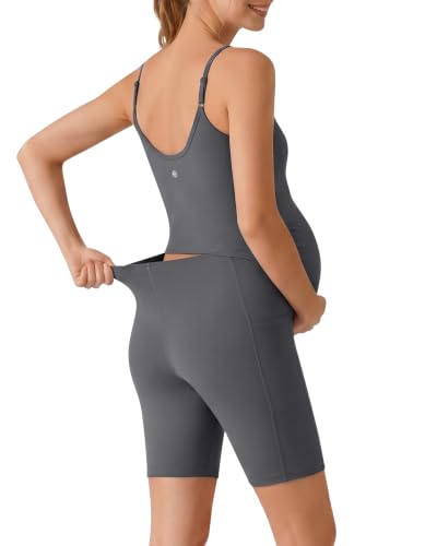 G4Free BareFeel Built in Bra Maternity Romper Smart Back Opening Jumpsuit - color: Dark Gray, size: Small