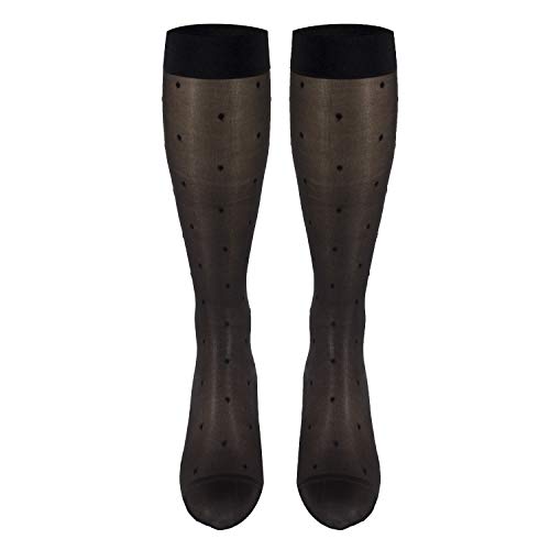 Truform Sheer Compression Stockings, 15-20 mmHg, Women's Knee High Length, Dot Pattern, Charcoal, Large - color: Charcoal, size: Large (1 Pair), style: Dot Pattern