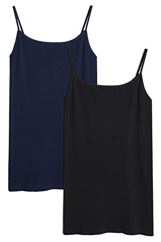 NIKIBIKI Women Seamless Basic Camisole, Made in U.S.A - color: 2 Pack: Black, Navy