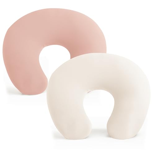 Konssy 2 Pack Nursing Pillow Covers, Soft Stretchy Cover for Breastfeeding - color: Beige, Pink