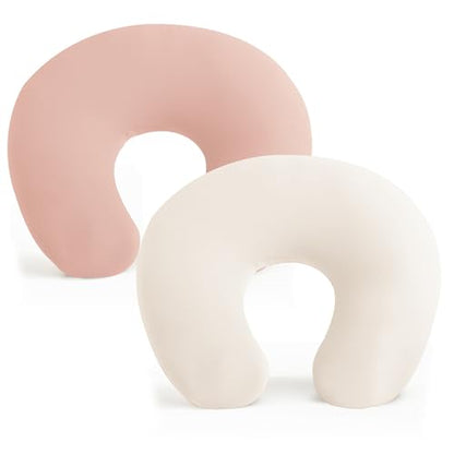 Konssy 2 Pack Nursing Pillow Covers, Soft Stretchy Cover for Breastfeeding - color: Beige, Pink