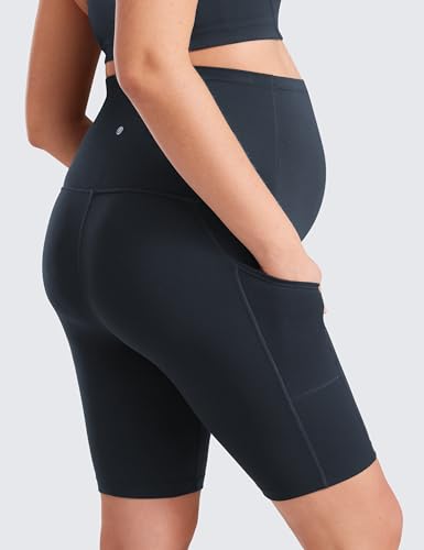 CRZ YOGA Maternity Biker Shorts Pockets 8" - color: True Navy, size: Small
