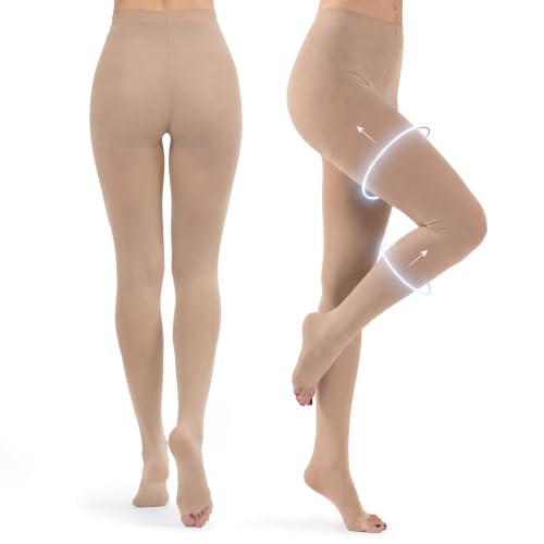 ABSOLUTE SUPPORT Compression Pantyhose 20-30mmHg, Opaque, Beige, Small - color: Beige, size: Small