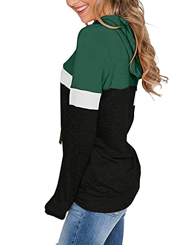 MixShe Women’s 2026 Fall Long Sleeve Hoodie Pullover Sweatshirt Lightweight Casual Tops Blouse - color: Greenblack, size: X-Large