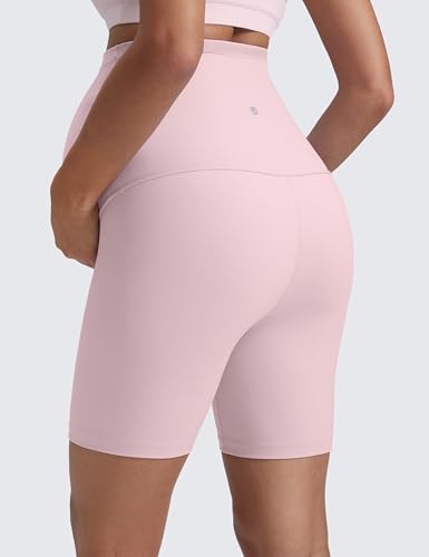 CRZ YOGA Maternity Biker Shorts 6" - color: Pink Haze, size: Medium