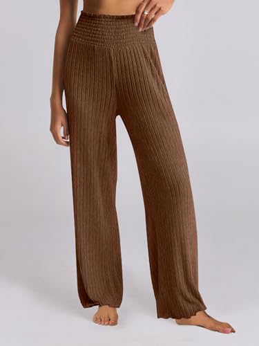 ANRABESS Women 2 Piece Lounge Pajamas Sets Casual Fall Outfits - color: Brown, size: Medium