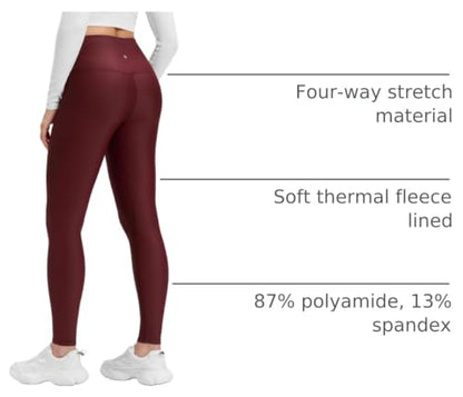CRZ YOGA Fleece Thermal Leggings 28'' - color: Red Merlot, size: Small