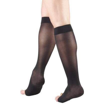 Truform Sheer Compression Stockings, 8-15 mmHg, Women's Knee High Length, 20 Denier - color: Black, size: Large (1 Pair)