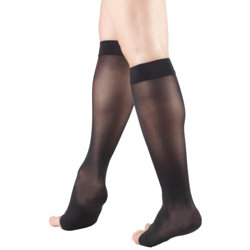 Truform Sheer Compression Stockings, 8-15 mmHg, Women's Knee High Length, 20 Denier - color: Black, size: X-Large (1 Pair)