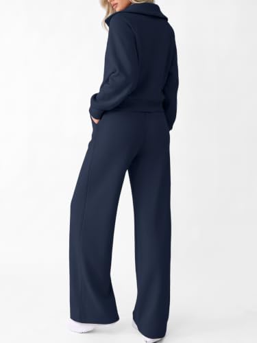 EFAN Womens Sweatsuits Modal Blend 2 Piece Matching Sets Comfy Lounge Wear - color: Navyblue, size: Large