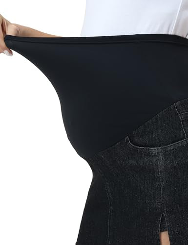 Women's Maternity Denim Skirt - color: Soft Black, size: Small