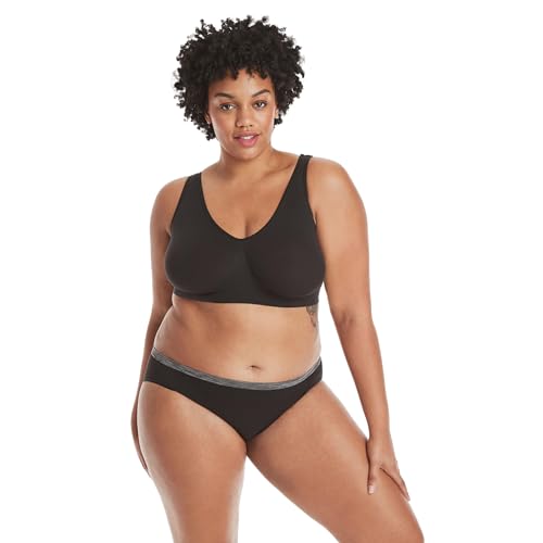 Hanes Women's Cozy Wireless Bra, Full-Coverage Pullover Bra, Seamless T-Shirt Bra - color: Black, size: XX-Large